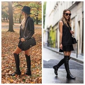 Stuart Weitzman 5050 Over the Knee Black Leather Stretch Boots Size 7